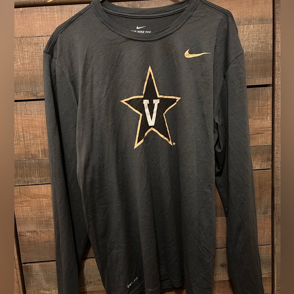 Men’s Athletic Long Sleeve Dri Fit | Nike Vanderbilt XL Grey Black